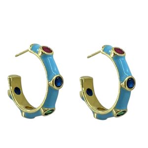 گوشواره زنانه میناکاری مدل حلقه ای  کد E6417