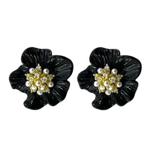 گوشواره زنانه میناکاری مدل گل کد E6407