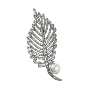 گل سینه زنانه ژوپینگ مدل برگ جواهری کد G4186