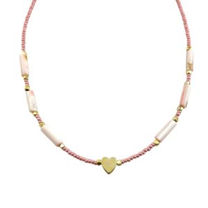 گردنبند زنانه مهره ای تابستانی مدل قلب کد N5255
