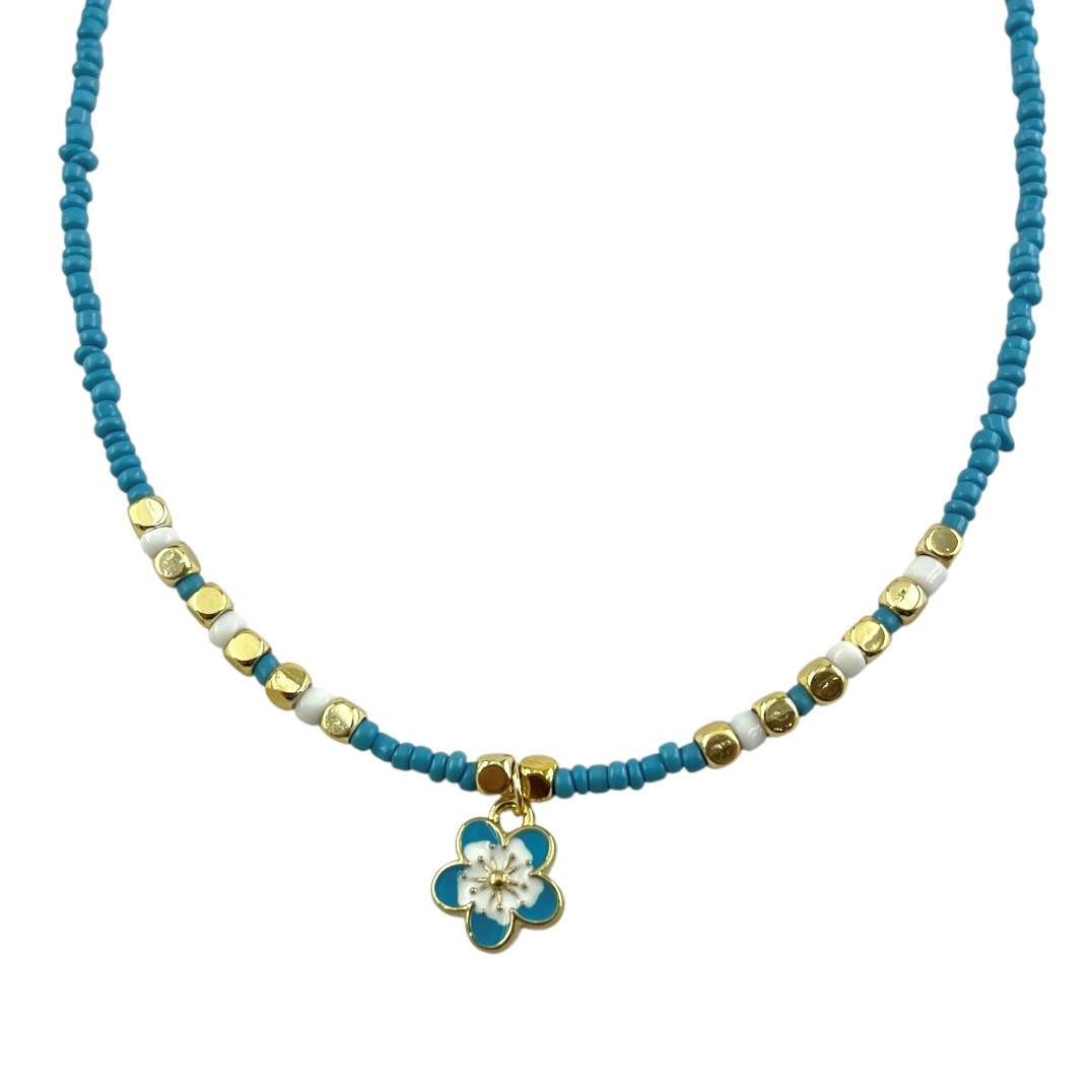 گردنبند زنانه مهره ای تابستانی مدل گل کد N5264
