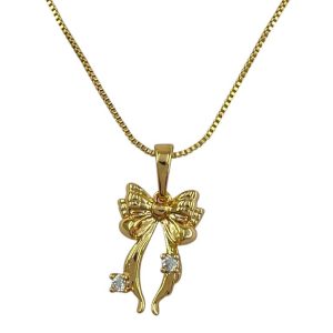 گردنبند زنانه ژوپینگ مدل پاپیون نگین دار کد N5298